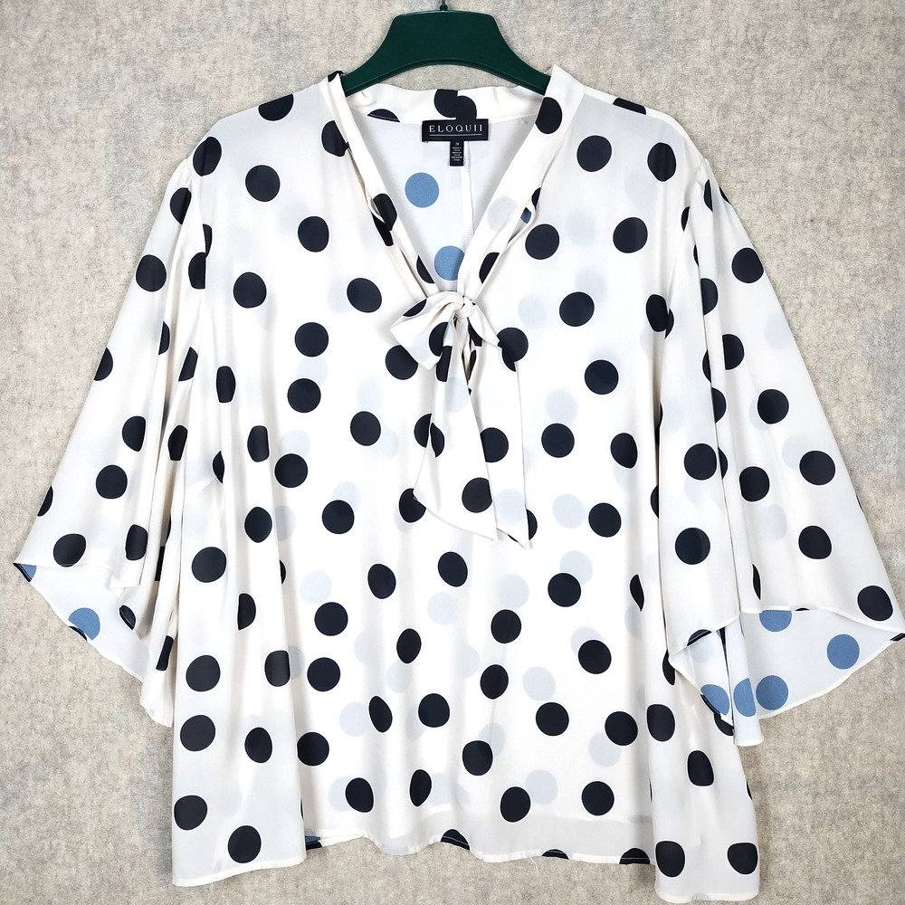 Eloquii Women's‎ Bow Blouse With Flutter Sleeve Size 28 Blouse Retro Georgette